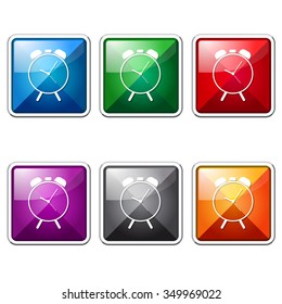Alarm Clock Colorful Vector Icon Button