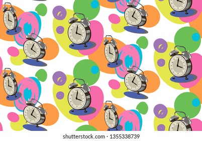 alarm clock colorfull  seamless pattern