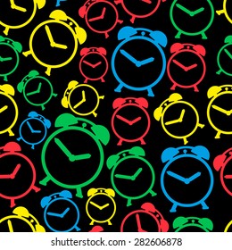 alarm clock colors icons seamless pattern eps10