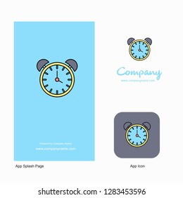 Alarm clock Company Logo App Icon and Splash Page Design. Creative Business App Design Elements