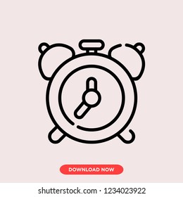 Alarm clock concept line icon. Simple element illustration. Alarm clock concept outline symbol design. Can be used for web and mobile UI/UX. Modern vector style. Векторная графика