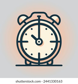 Alarm clock concept. Vector illustration of  wall clock, Clock icon in flat style