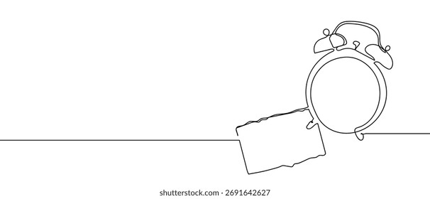 Relógio despertador, linha contínua sobre fundo transparente Ilustração de vetor de design de uma linha 