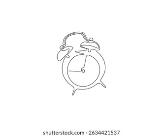 Alarm clock continuous line. Continuous one line drawing of alarm clock. Deadline, business concept. Single line drawing
