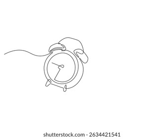 Alarm clock continuous line. Continuous one line drawing of alarm clock. Deadline, business concept. Single line drawing
