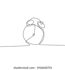 Alarm clock continuous one line drawing minimalist design on white background
