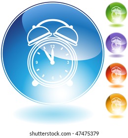 Alarm clock crystal icon set isolated on a white background.