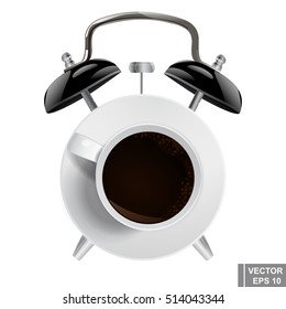 Alarm clock. Cup of coffee. Morning. Time. For your design.