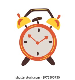 Alarm clock. clock design concept. Retro Red alarm clock is ringing. Wake-up time. Morning time. Flat vector illustration.