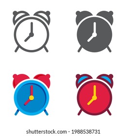 Alarm clock designed icons set. Vector illustration.
