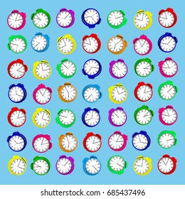  alarm clock with different colors design.Vector illustration .Background
