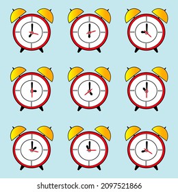 reloj de alarma diferentes tiempos icono logo vectorial ilustración fondo fondo de fondo
