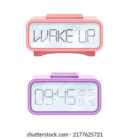 Erinnerungsuhr, die die Zeit als gutes Morgensymbol und als Attribute Vector Set anzeigt