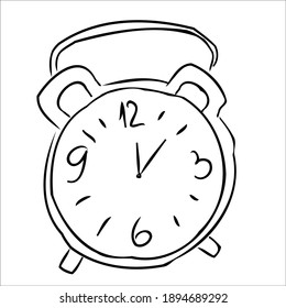 alarm clock. doodle. black and white. coloring book for children. vector eps 10