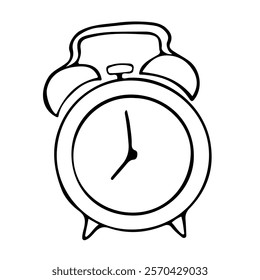 alarm clock doodle black and white