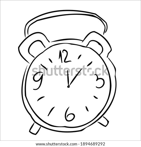 alarm clock. doodle. black and white. coloring book for children. vector eps 10