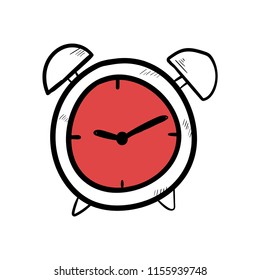 alarm clock doodle icon vector 