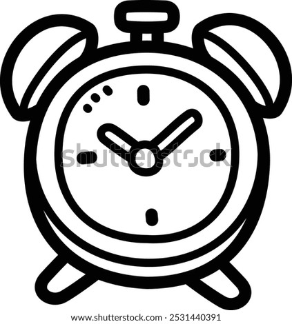 Alarm clock doodle vector icon and illustration