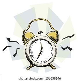 Alarm Clock doodle, vector illustration