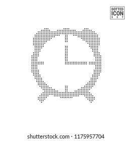 Alarm Clock Dot Pattern Icon. Wake Up Dotted Icon Isolated on White Background. Vector Illustration or Design Template. Can Be Used for Advertising, Web and Mobile UI.