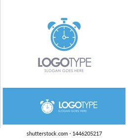 Alarm, Clock, Education, Time Blue Solid Logo with place for tagline