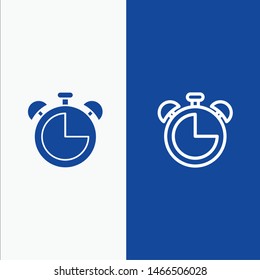 Alarm, Clock, Education, Timer Line and Glyph Solid icon Blue banner Line and Glyph Solid icon Blue banner. Vector Icon Template background