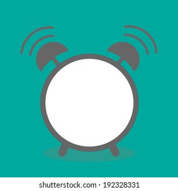 Alarm clock with empty center. Template. Flat design. Vector illustration.