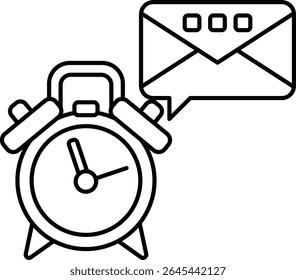 A alarm clock with a envelope on top of it