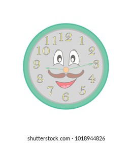 Alarm clock with eyes in cartoon style