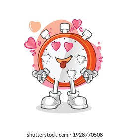 alarm clock fallin love vector. cartoon character