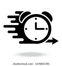 alarm clock fast speed quick time vector icon. 