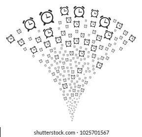Alarm Clock festive fountain. Vector illustration style is flat iconic symbols. Object fountain done from random icons as alarm clock fireworks.