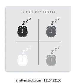 Alarm clock flat black and white vector icon.