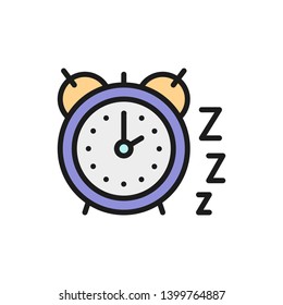 Alarm clock flat color icon.