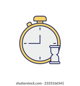 Alarm clock flat color icon. Time management, deadline, time management. Vector illustration