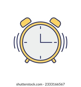 Alarm clock flat color icon. Time management, deadline, time management. Vector illustration