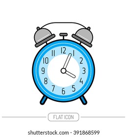 Alarm clock, flat color icon. Clock isolated on white background