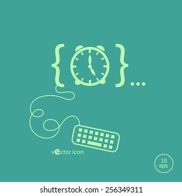 Alarm clock and flat design elements. Design concept icons for application development, web page coding and programming,  web design, creative process, social media, seo.