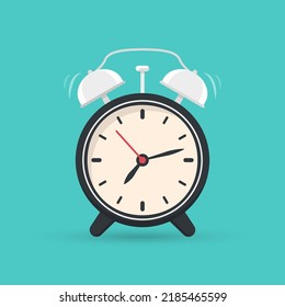 Alarm clock in a flat design. Vector illustration