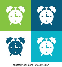 Alarm Clock Flat four color minimal icon set