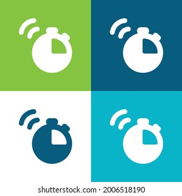 Alarm Clock Flat four color minimal icon set