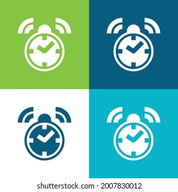 Reloj de alarma Plano cuatro colores conjunto de iconos mínimo