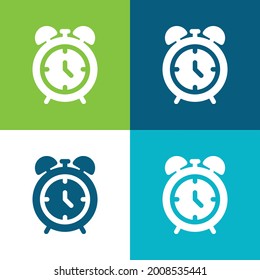 Alarm Clock Flat four color minimal icon set