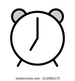 Diseño de icono plano de reloj de alarma aislado en fondo blanco