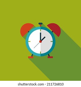 alarm clock flat icon with long shadow,eps10