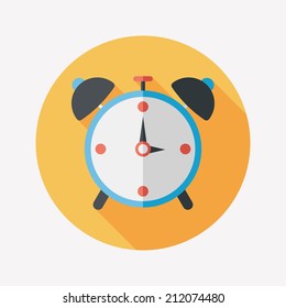 alarm clock flat icon with long shadow,eps10