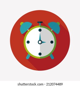 alarm clock flat icon with long shadow,eps10