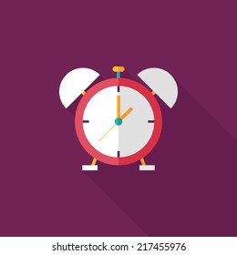 alarm clock flat icon with long shadow,eps10