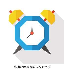 alarm clock flat icon with long shadow