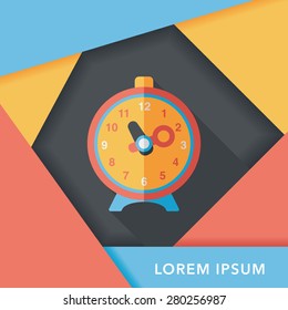 alarm clock flat icon with long shadow,eps10